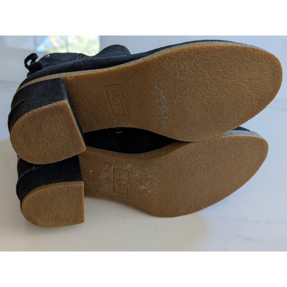 Ugg Australia Corinne Black Suede Back Stitch Heeled Ankle Boot Bootie Sz 8.5 - Picture 7 of 8